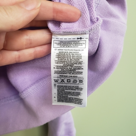 Adidas Originals 3-Stripes Cropped Hoodie in Purple Glow Size Small - Picture 6 of 7